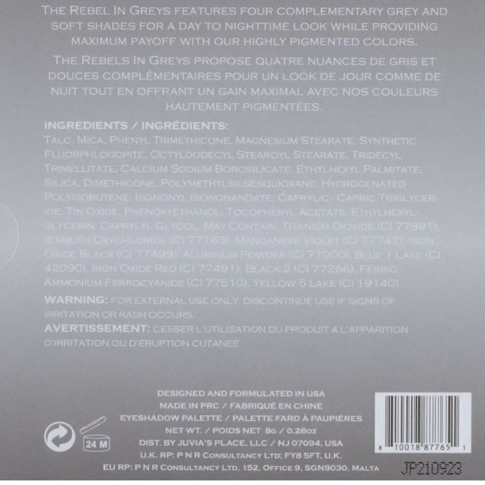 Juvia’s Place The Rebel Greys Eyeshadow Palette